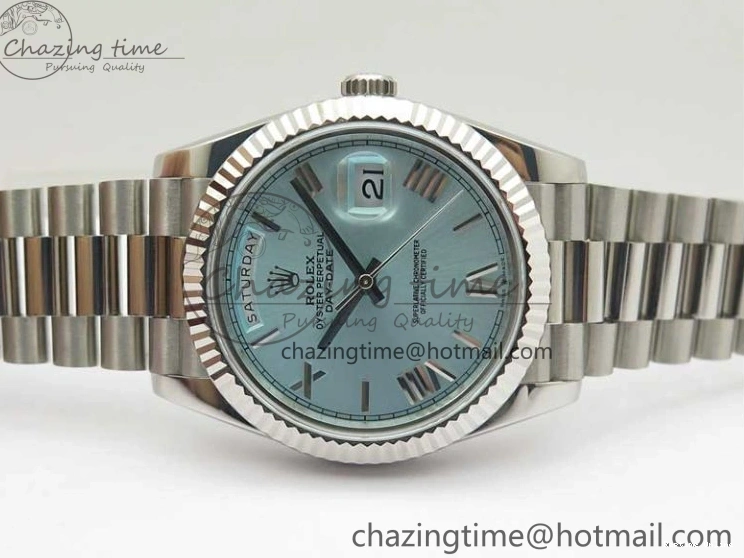 0501 WaterResistant Day Date 40 SS Bp Maker 1:1 Best Edition Tiffany Blue Roman Dial on SS Bracelet A 2549
